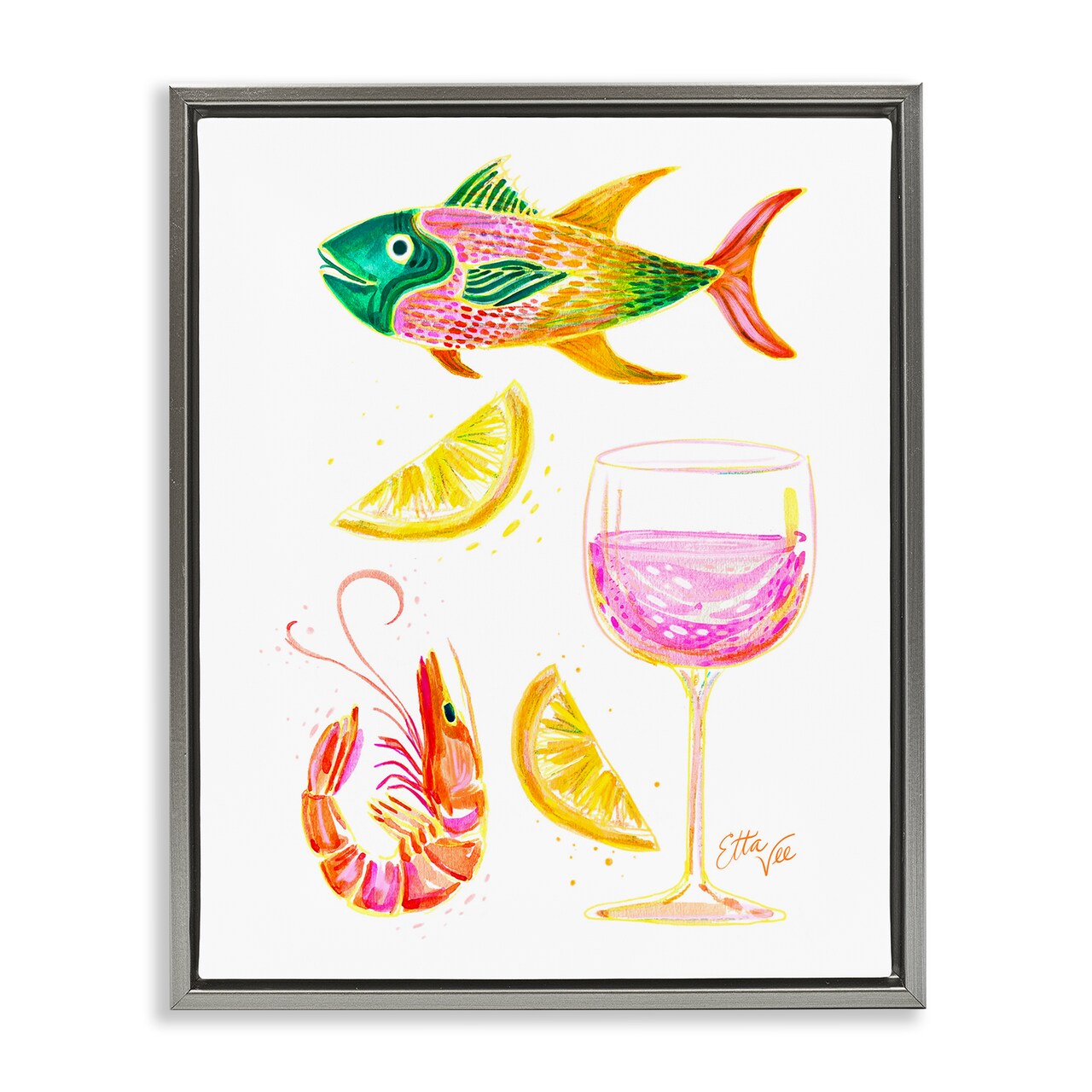 Stupell Industries Summer Seafood & Wine Floating Frame, design by EttaVee
